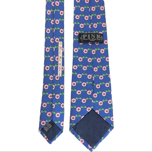 Thomas PINK Men's Neck Tie Blue with Pink Flowers 100% Silk made in Engl… - Picture 7 of 12